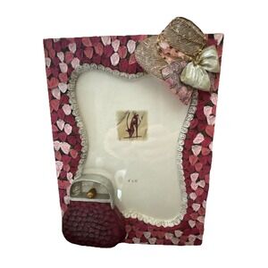 Pink Flower Hat Purse Photo Frame 4 x 6  Picture Felt Back